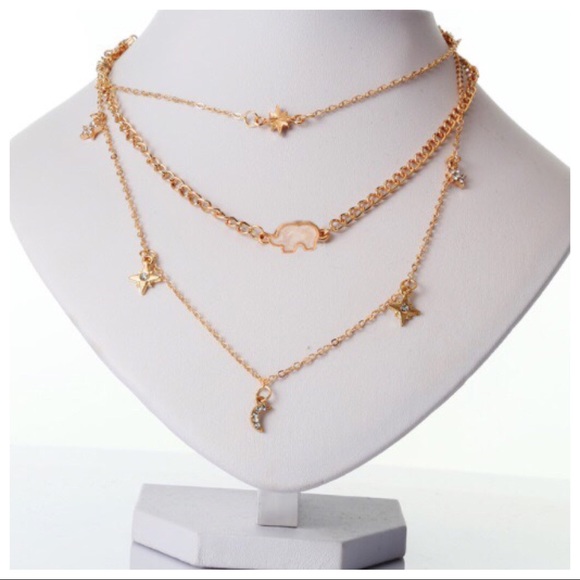 Boho Multi-layer Star Elephant Choker Necklace - Picture 2 of 2